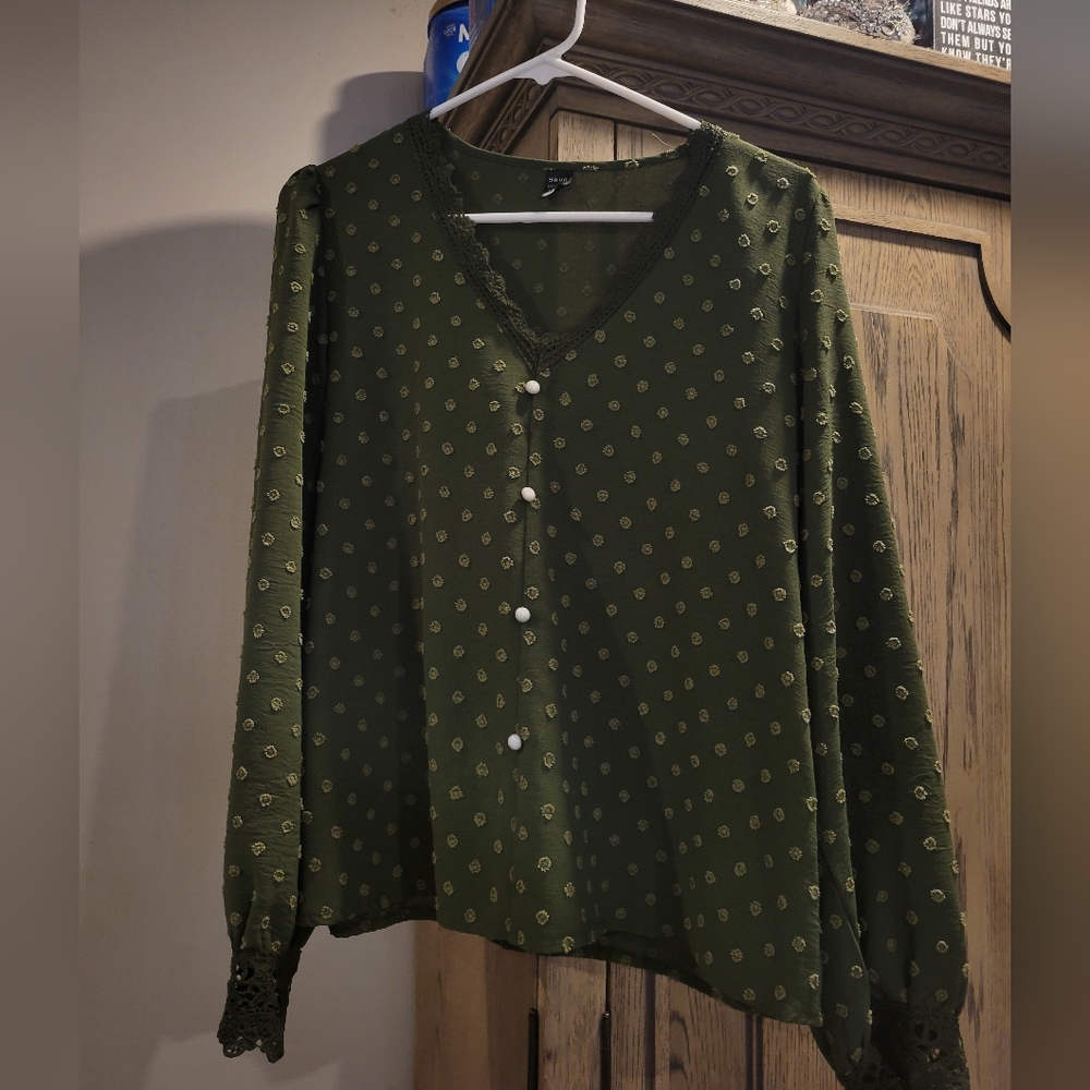 Green Polka Dot Women's Top